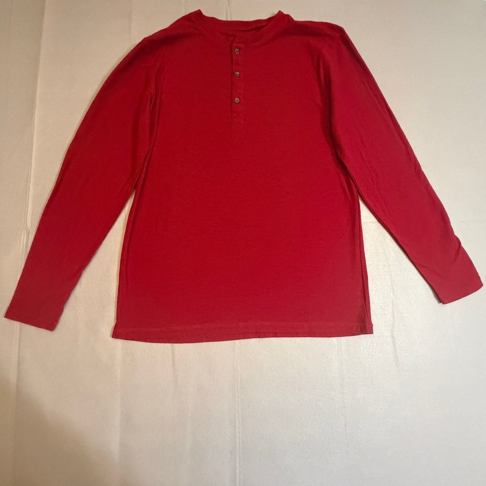 Stafford Classic Red Long Sleeve Crew Neck Shirt Size Meduim